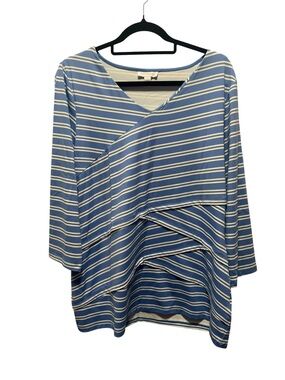 Charter Club Blue and White Striped Wrap-Front Tee